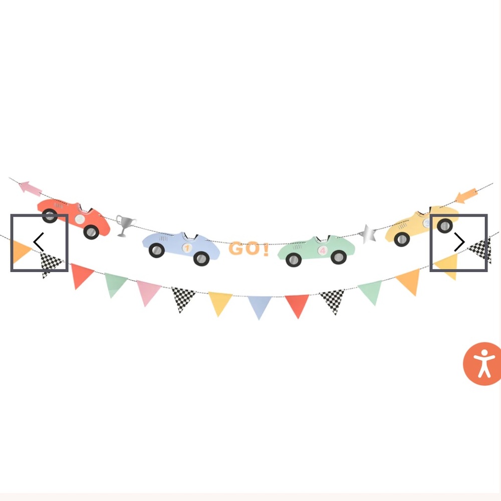 Birthday Decorations Meri Meri Race Car Garlands Set of 2 - Picture 6 of 7